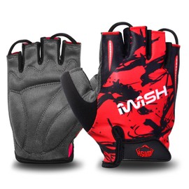 iwish Kids Cycling Gloves Outdoor Riding Bike Roller for Boys Girls Age 4 5 6 7 8 9 10 11 12 (L for age 7-10, Red)