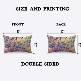 TKS MITLAN Abstract Irises Flower Decorative Pillow Covers Vintage Art Floral Leaves Purple Green Rustic Linen Throw Pillow Covers 12x20 Inch for Sofa Couch Decoration