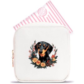 BJDAMAI Dachshund Mini Makeup Bag, Dachshund Gift For Women Girls, Cute Portable Zipper Pouch Cosmetic Bag For Teen Girls Kids, Small Storage Bag For Sanitary Pad, Period napkin bag!
