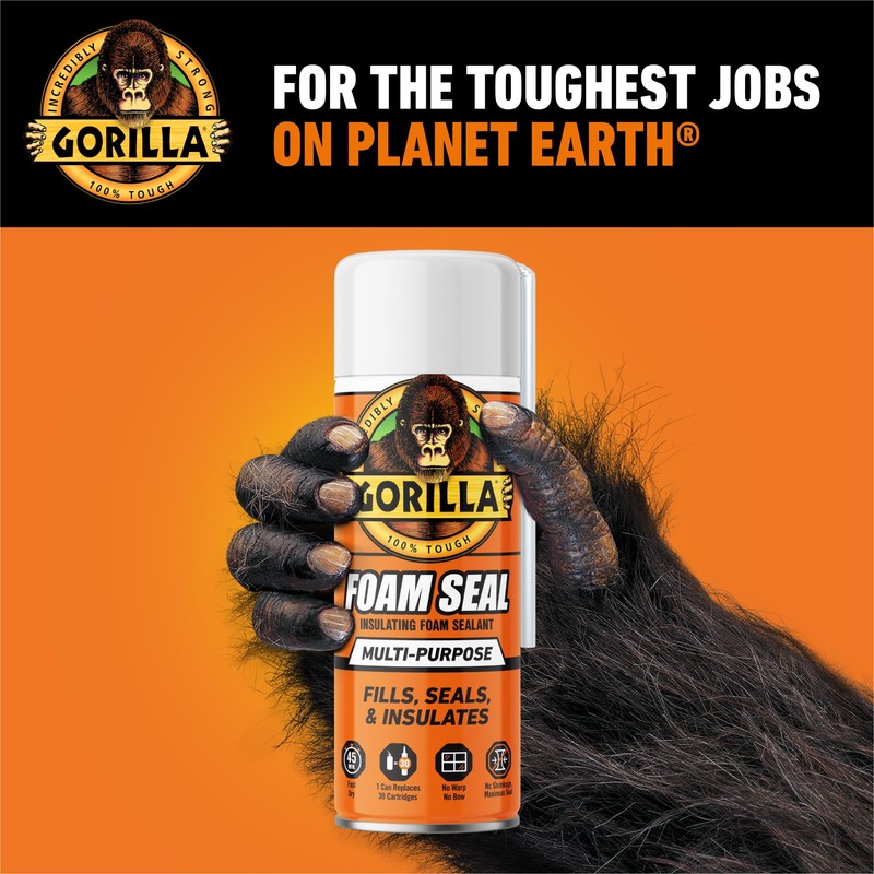 Gorilla Spray Foam Sealant, Light Gray Color, 12 Ounce (Pack
