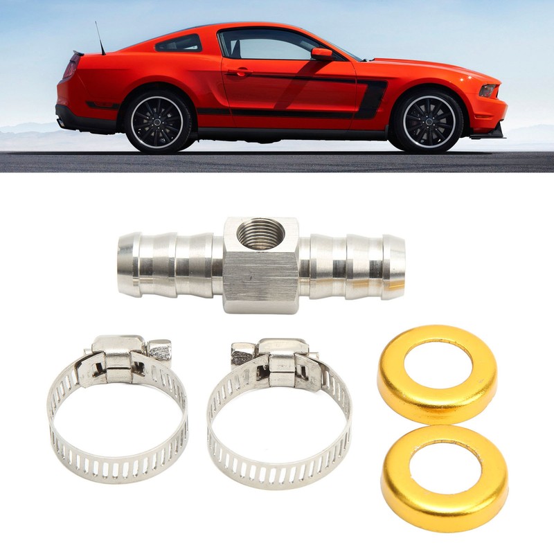 Fuel Line T Fitting Adapter 304 Stainless Steel Pressure Gauge