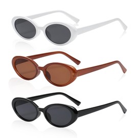 USHXVG 3 Pairs Sunglasses, Oval Sunglasses, Retro Sunglasses, Small Frame Glasses, Outdoor Sunglasses, Party Sunglasses, Photography Glasses Props
