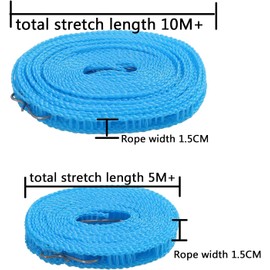 Aeixlum - (15M-49.2ft) Clothesline, Windproof Clothes Drying Rope, Portable Travel Clothesline, Adjustable for Indoor Outdoor Laundry Clothesline, Nylon Clothes Rope, Hanger for Camping Travel Home