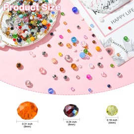 Gythara 1000 pcs 3 Styles Colorful Faceted Abacus Theme Glass Beads Flat Round Rondelle Loose Spacer Beads for DIY Jewelry Necklace Bracelet Earring Keychain Making Craft Decor