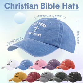 Zoooyawn 10 Pcs Christian Hats for Men Women Jesus Cross Hats Religious Church Gifts Adjustable Embroidered Baseball Caps