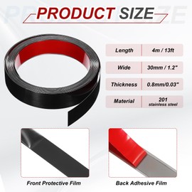 MECCANIXITY Black Trim Peel and Stick, Self Adhesive Mirror Trim Border 13ft x 1.2" Stainless Steel Mirror Finish Molding Tape Strips for Wall Cabinet Tile Edge Molding