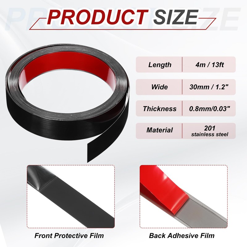 MECCANIXITY Black Trim Peel and Stick, Self Adhesive Mirror Trim