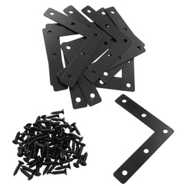 Bivethoi 10 Pack Repair Mending Bracket Plate, Stainless Steel Flat L Brackets, Flat Angle Corner Brace Bracket, Heavy Duty L Corner Brace Joining Plate with Screws(80 mm x 80 mm/3.15"x3.15")