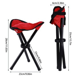 HZSZJMN Folding Camping Chair Outdoor Tripod Stool Lightweight Portable Chair Small 3-Legged Canvas Chair for Hiking Camping Fishing Picnic Beach BBQ Travel (Red)
