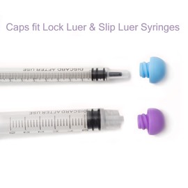 DryFur Syringe Caps for Pets fit Slip leur and Lock luer Blue (50 caps)