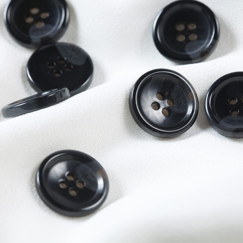 80 Pcs 3/4inch Large Black Buttons for Sewing Round Resin