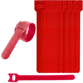 30PCS Adjustable Reusable Cable Ties Straps 12mmx150mm Hook and Loop Long Cable Straps Ties for Cable Management, Wire Tidy, Cord Organiser (Red)