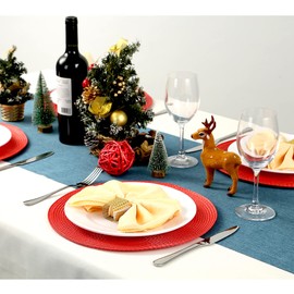 maifey Place Mat Round Red Washable, Place Mats Washable Heat Resistant Place Mats for Wedding, Christmas, Festival, Kitchen (Red, 32 cm)