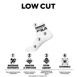 Fila Men's FI/AM/LOWX6 Sport Socks, White, 39/42 (Pack of 6)