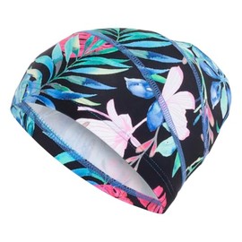 Fashy Women's Fabric Swimming Cap, Sporty Shape, For Lots of Hair, Swimming Cap, Black, One Size EU