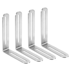 PATIKIL Stainless Steel Corner Braces 3.94 x 4.72 Inch,4 Pieces L Bracket Joint Right Angle Support Bracket L Shaped Corner Fasteners for Shelves, Silver