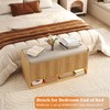 HOMEFORT 39.4" Fluted Shoe Storage Bench, Entryway Bench with Linen