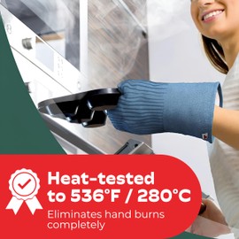 Big Red House - Silicone Oven Mitts - Blue Denim Set of 2-12.5" - Heat Resistant to 536 F / 280 C Kitchen Gloves - Professional Grade Protection Hot Cooking Baking