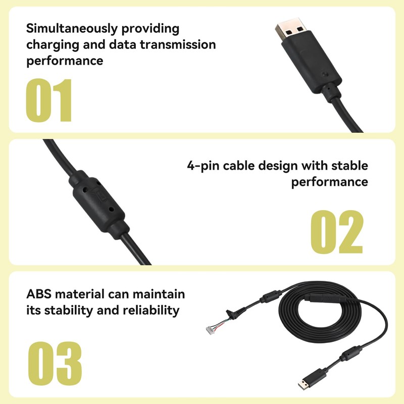 Beufee 360 Controller USB 4Pin Gamepad Cable Replacement with Breakaway