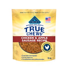 Blue Buffalo True Chews Dog Treats, Made in the USA with Natural Ingredients, Chicken and Apple Sausage Recipe, 12-oz. Bag