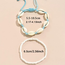 Lyfange Shell Ankle Bracelets for Women Boho Beach Puka Shells Anklet Waterproof Colorful Beaded Starfish Anklets Vacation Summer Beach Jewelry (Shell)