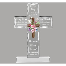 Hiagkmet Christian Gifts Acrylic Standing Cross Religious Inspirational Gifts with Bible Verse Gifts for Women Men Friends Mom Wife Friends Colleague