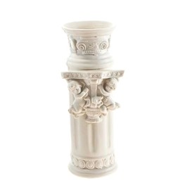 Mega Crafts 1 pc Double Angels 8 Inch Tall Matte White Ceramic Round Cylinder Vase, Home Décor, Decorative Religious Accent, Unique Gift Idea, Elegant Centerpiece
