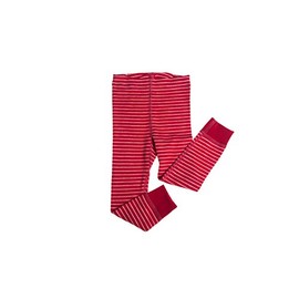 Hocosa Little Kids Organic Wool Long-Underwear Pants (116/6yr, Red/White Striped)