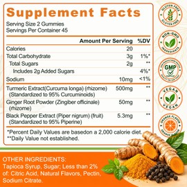 Turmeric and Ginger Gummies (2 Pack) with Black Pepper for High Absorption