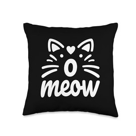 kitten meow monogram initials letter o cat face heart shape Throw Pillow