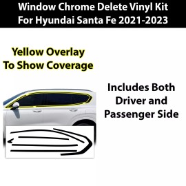 Clearsurface Fits Hyundai Santa Fe 21-23 Side Window Chrome Delete Decal Film Blackout Trim - Gloss Black