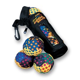 fun gripper Juggling Ball Set for Beginner with a gripping mesh Covers with Carry case by: Saturnian I