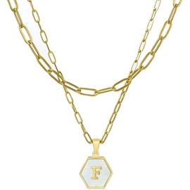 Necklaces for Women Gold Layered Necklaces Dainty Stacked Chains Necklaces Alphabet Pendant Necklace Jewellery for Women Girls (Golden, One size)