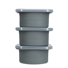 KEVJES Stackable Silicone Artisan Pizza Dough Proofing Proving Containers with Lids-2/3/4/5 pack-500ml portion (Spacegrey, 3 PACK)