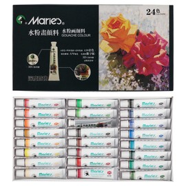 Marie's Artist Gouache Paint Sets - Highly Pigmented Gouache for Painting, Artists, Illustrators & Designers - Set of 24 Assorted Color Tubes (12mL/0.4oz)