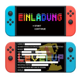 SupreLuck 12 x Invitation Cards Children's Birthday Boys Girls Birthday Gamer Party German Invitation Cards for Colourful Cards Invitations for Children's Birthday