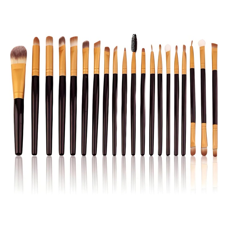 Kit Brochas Maquillaje Profesional 20 Unidades Cerdas Sinteticas Color Negro