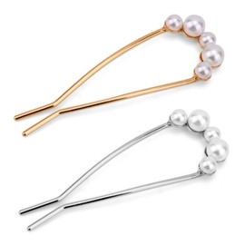 2pcs French Hair Pin, 11x3.6cm/4.33x1.42inch Metal French Hair Pins French Twist Hair Pin Hair Sticks Gold Silver Hair Clip Hair Hair Clips Hair Accessories for Women (Type2)