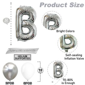 5Pcs Silver Aluminium Bride To Be Balloons Letters, with 9Pcs Balloons, Silver Latex Balloons Balloons Wedding Balloons Letter Balloons for Wedding Party Supplies Engagement Party Decoration - 32 Inch