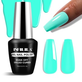 NXJ INFILILA Green Gel Nail Polish, 15ml 0.51oz One-Stroke Coloring Mint Green Gel Polish, Hema Free UV Gel Nail Polish, Pastel Color Spring and Summer Nail Manicure Salon DIY for Girls SNO062