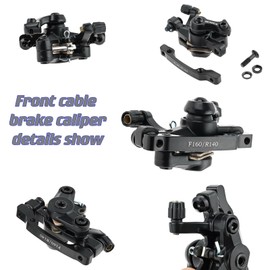 MUXSAM Bicycle Disc Mechanical Brake Calipers Rear disc brake,Universal Outdoor Cycling Bike Brake Rear Caliper,F160 R140 F180 R160 Black Aluminum Alloy