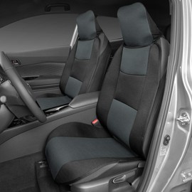 BDK EasyFit Car Seat Covers for Front Seats, Gray – Front Seat Cover Set with Integrated Headrest Cover, Quick Slip-On Installation and Two-Tone Accent, Fits Most Car Truck Van SUV