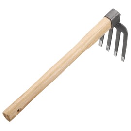 HARFINGTON Hand Cultivator 15" x 4.33" Steel Mini Rake Anti-Rust with Non-Slip Wooden Handle Garden Edger Weeder Garden Shovel for Backyard Loosening Soil Planting Weeding