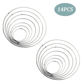 Dzsomt Metal Rings for Crafts, Pack of 14 Dream Catcher Rings, Metal Rings, Crafts, Metal Rings Set, Macrame Accessories Rings, Metal for DIY Wedding Wreath, Macrame Wall Hanging, Crafts, 7 Sizes