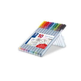 Staedtler 334 SB10AC fineliner triplus (Triangular, Adjustable Staedtler Box with 10 Brilliant Colours, Made in Germany, line Width Approx. 0.3 mm); Specialized Hand Lettering