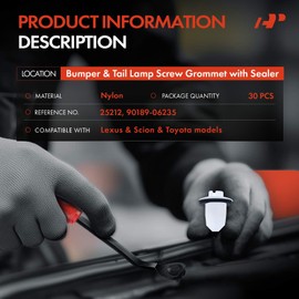 A-Premium 30PCS Nylon Bumper & Tail Lamp Screw Grommet Clip Retainer with Sealer Compatible with Toyota Corolla iM, Avalon, Yaris, C-HR & Lexus RX350, RX450hL, IS200t, NX300, RC350 - For 9mm Hole