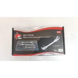JIN TOOL Double Flexible Flare Nut Wrench,5/16" x 7/16", 3/8" x 1/2", 9/16" x 5/8", 11/16" x 3/4",Line Wrench,Oil Nut wrench, 210° Activity angle, 4PIECE SAE SIZE Gift for Man,With wrench rack