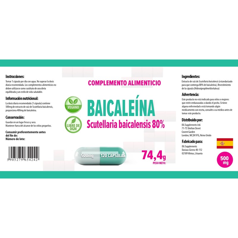Hepatica Baicalin (Scutellaria baicalensis) Chinese Skullcap 500mg 120 Vegan Capsules,