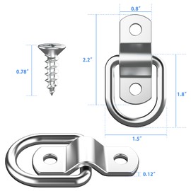 24 Pack D Rings Tie Down Anchors Hooks,1/4" Trailer Anchor Lashing Rings 2400 lbs Capacity Trailers Trucks Bed Anchors Bracket for SUV,RV,Camper,Trailer Truck Bed Cargo Enclosed Pickup (Silver)