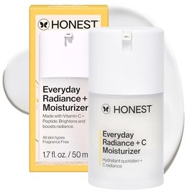 Honest Beauty Everyday Radiance Vitamina C Hidratante ligero, ilumina mejora el tono de la piel, suave para pieles sensibles, sin fragancia, vegano, 1